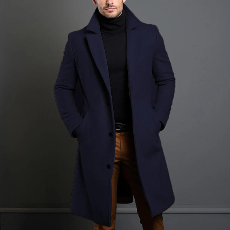 Herren Winterjacke Formal Lange Jacke Woll-Look