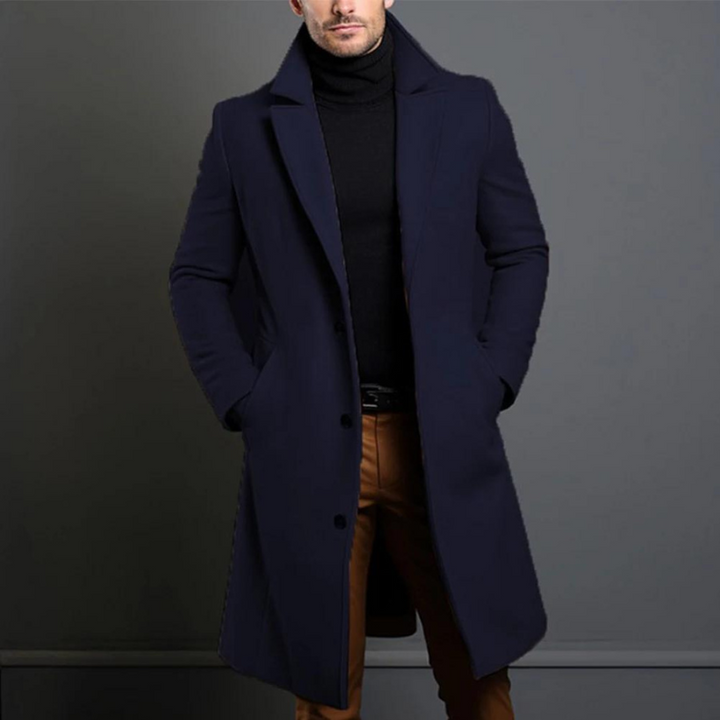 Herren Winterjacke Formal Lange Jacke Woll-Look