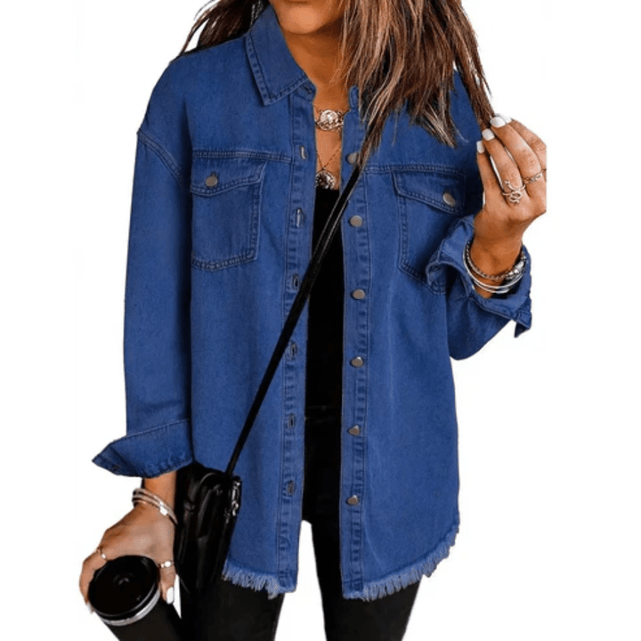 Ausgefranstes Übergroßes Hemd-Jacke