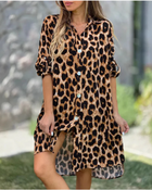 NIKOLETTA - Elegantes Hemdkleid mit Leopardenmuster
