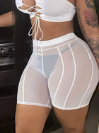 Trendy halbtransparente kurze Radlerhose für Damen - Moderner Stil und Strandnutzung