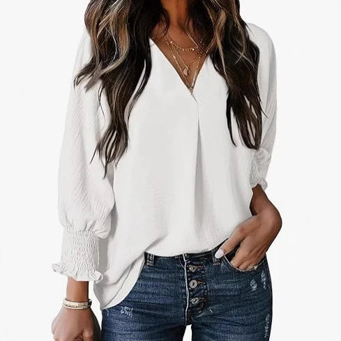 Damen Bluse Kurzarm | V-Ausschnitt Sommer Bluse Elegant &amp; Casual