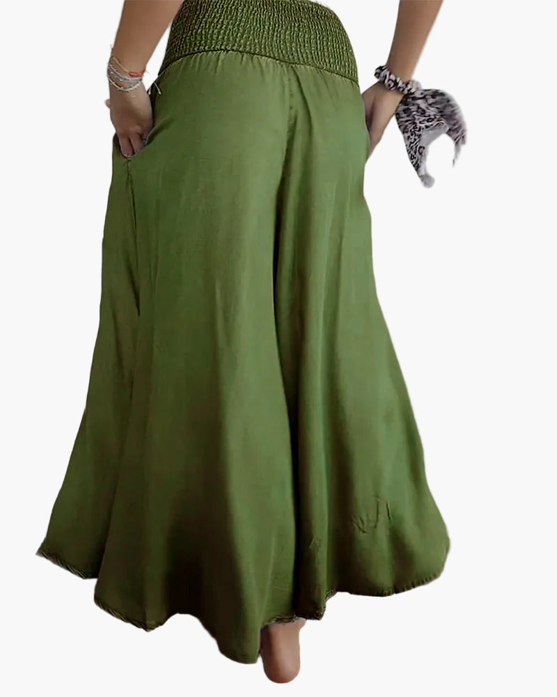 Damen Weite Hose Rock Eleganter Boho-Stil mit Hoher Taille und Weiten Beinen – Perfekt für Alltag und Urlaub