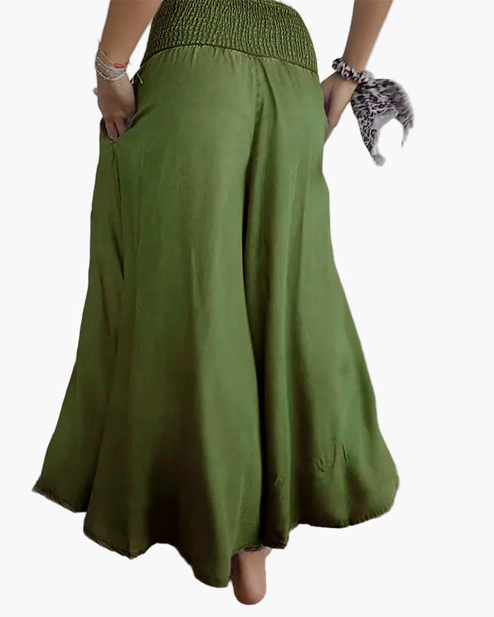 Damen Weite Hose Rock Eleganter Boho-Stil mit Hoher Taille und Weiten Beinen – Perfekt für Alltag und Urlaub