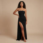 Amy - Strapless Raffung Bodycon Maxikleid mit hohem Schlitz