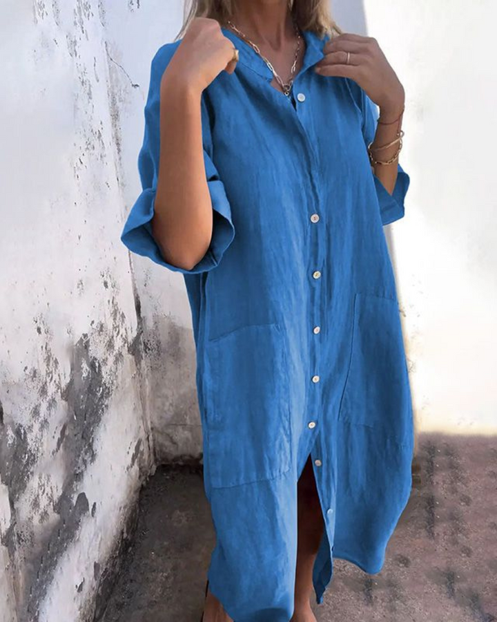 NAOMI - Ibiza Stil Lässiges Hemdkleid