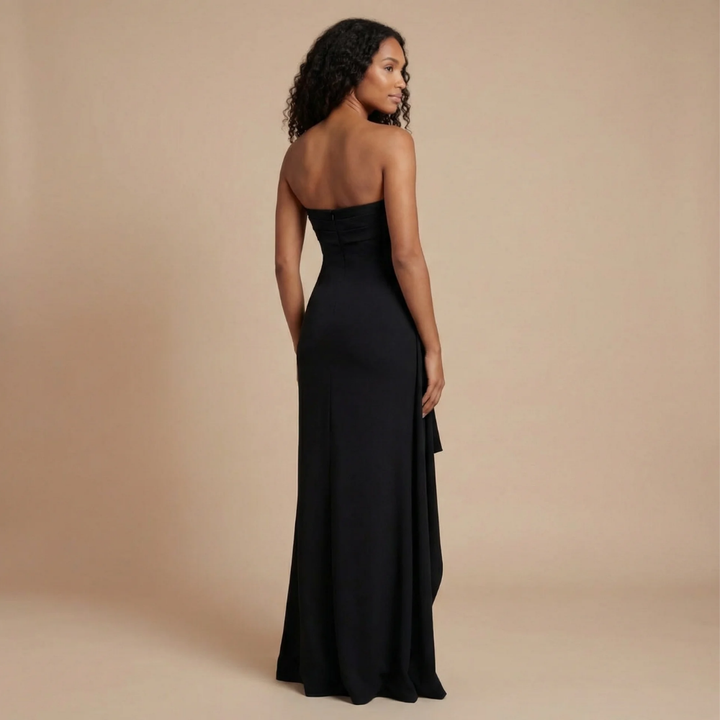 Amy - Strapless Raffung Bodycon Maxikleid mit hohem Schlitz