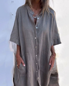 NAOMI - Ibiza Stil Lässiges Hemdkleid