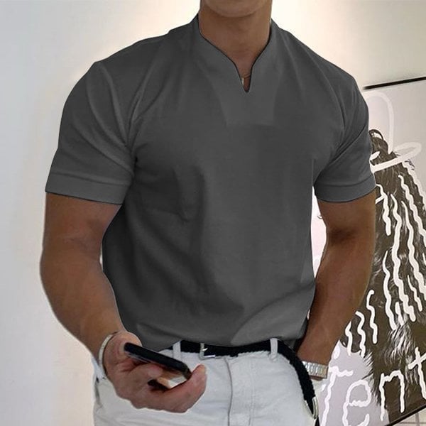 Herren Stehkragen Kurzarm Poloshirt
