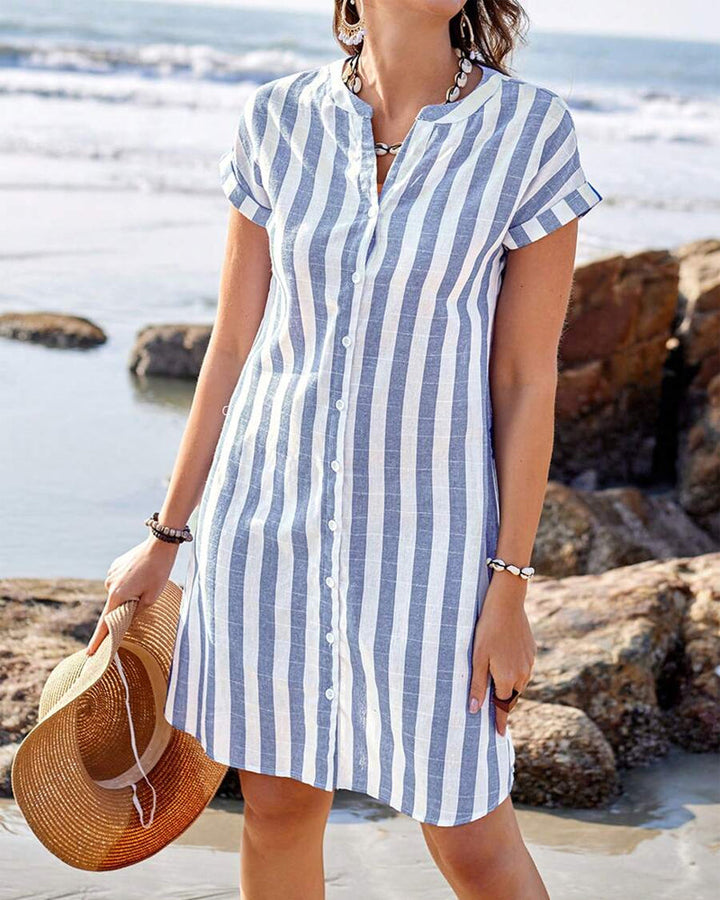MARTINE - Elegantes gestreiftes Hemdkleid
