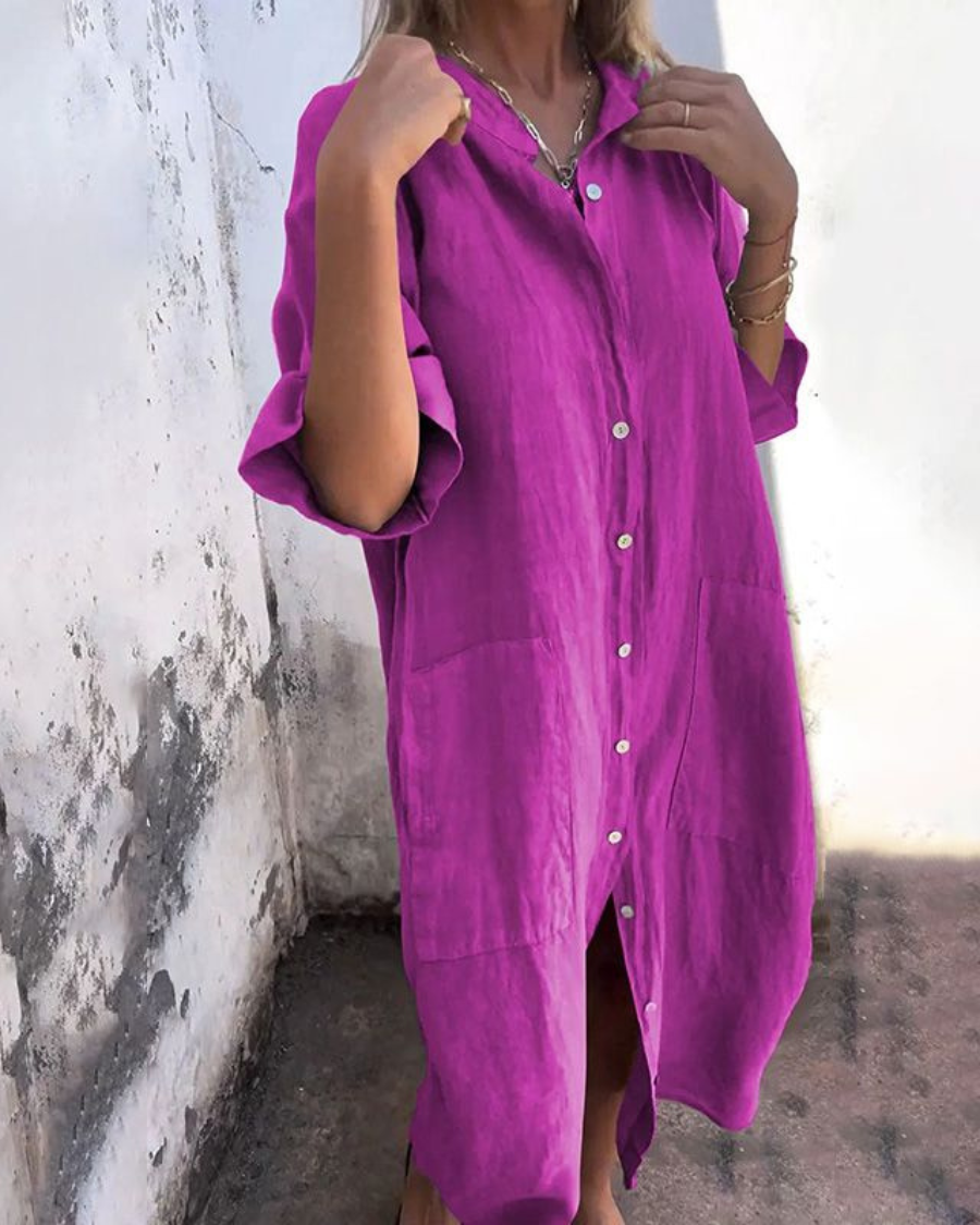 NAOMI - Ibiza Stil Lässiges Hemdkleid