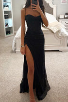 Valentina | Glamouröse Pailletten Maxi Kleid mit Hohem Schlitz