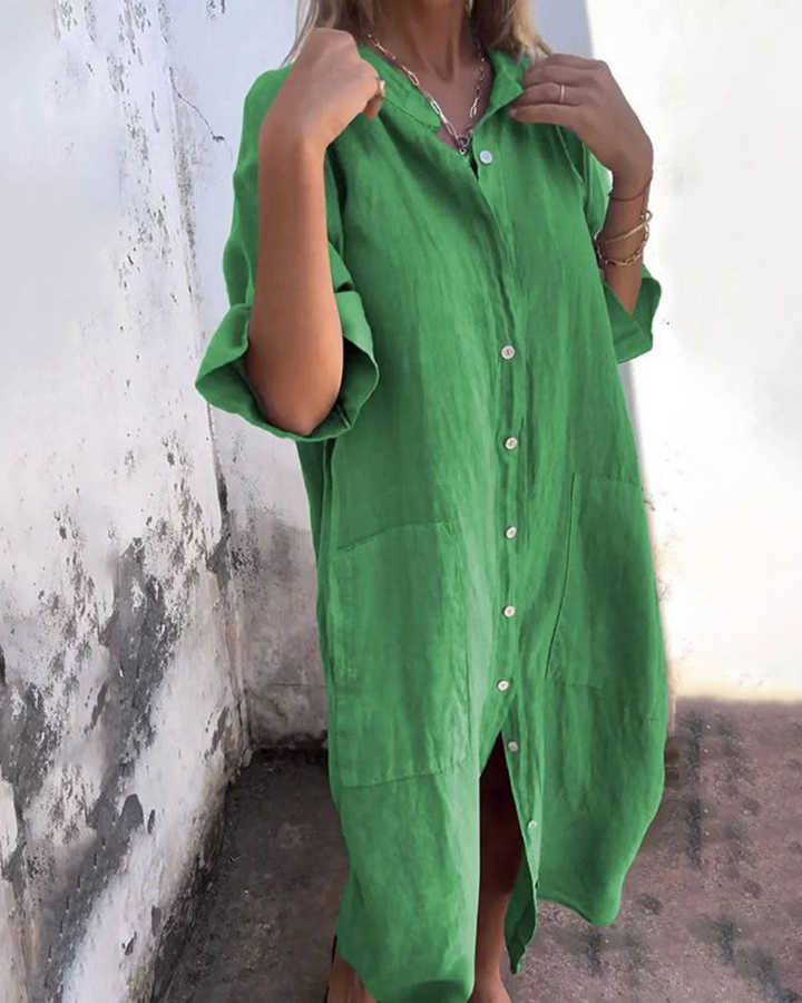 NAOMI - Ibiza Stil Lässiges Hemdkleid