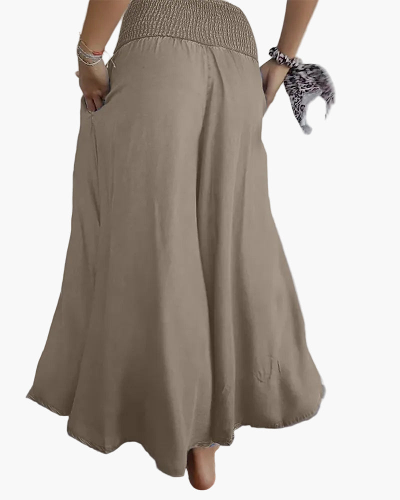 Damen Weite Hose Rock Eleganter Boho-Stil mit Hoher Taille und Weiten Beinen – Perfekt für Alltag und Urlaub