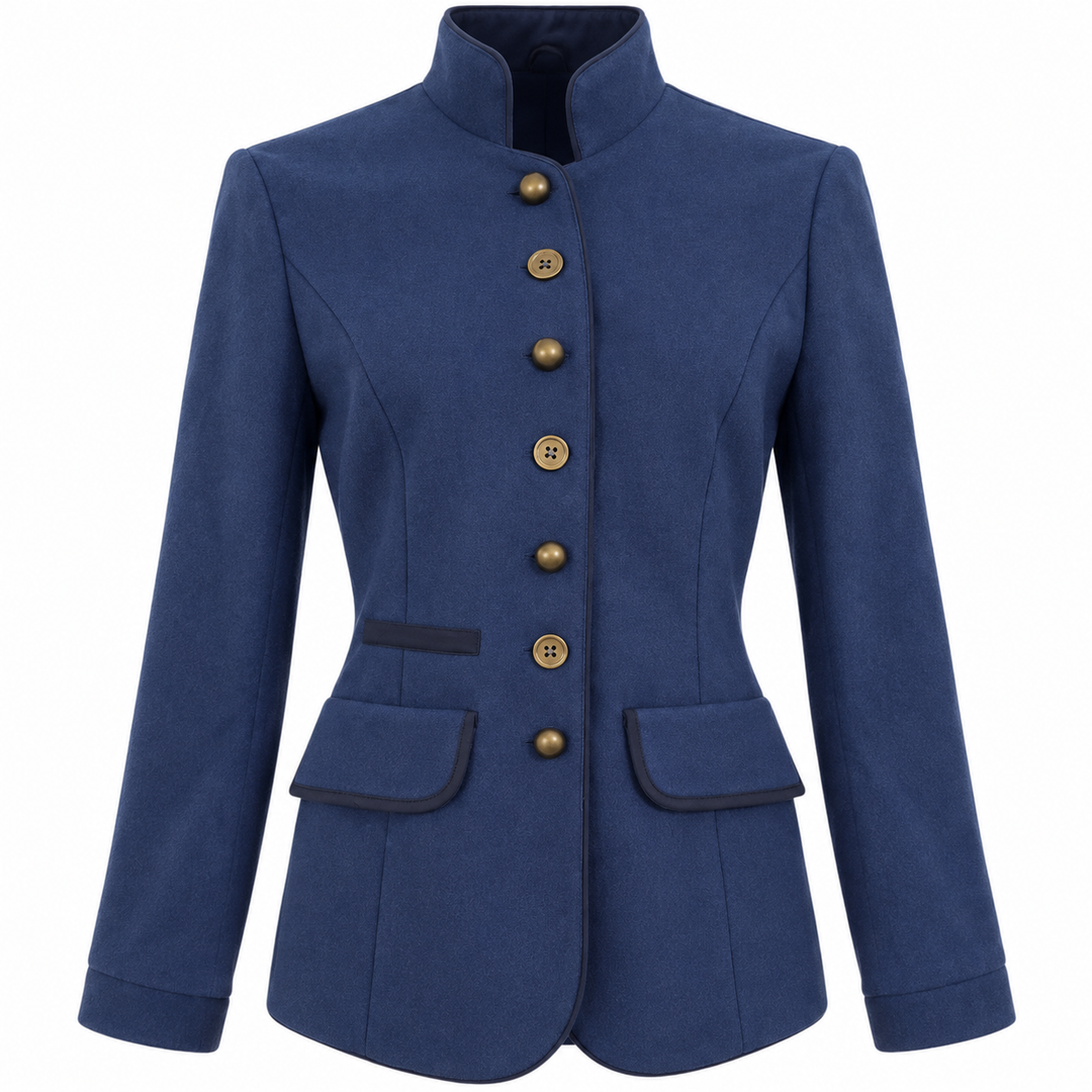 Ilva | Taillierter brauner Blazer mit Kontrastbesatz