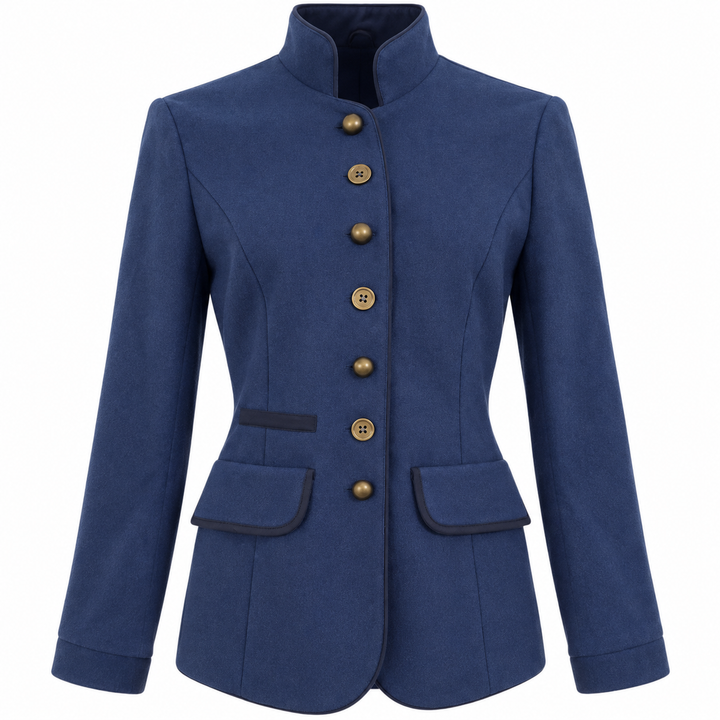Ilva | Taillierter brauner Blazer mit Kontrastbesatz