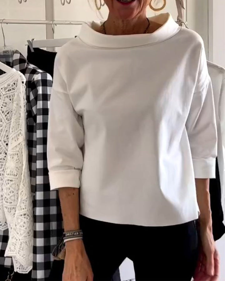Damenbluse mit Wasserfallkragen 3/4-Arm