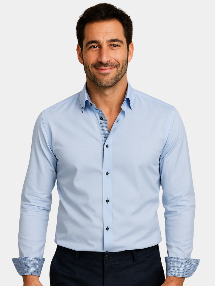 ALBERTO | ELEGANTE LEICHTE HEMD MIT KONTRASTDETAILS