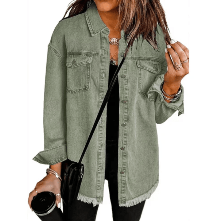 Ausgefranstes Übergroßes Hemd-Jacke