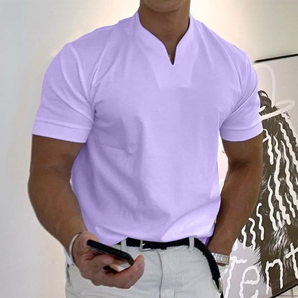 Herren Stehkragen Kurzarm Poloshirt