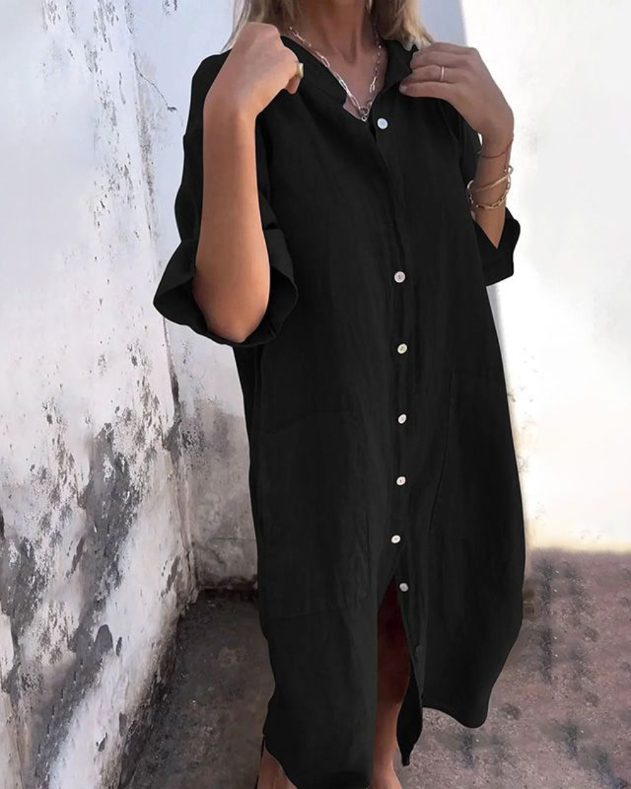 NAOMI - Ibiza Stil Lässiges Hemdkleid