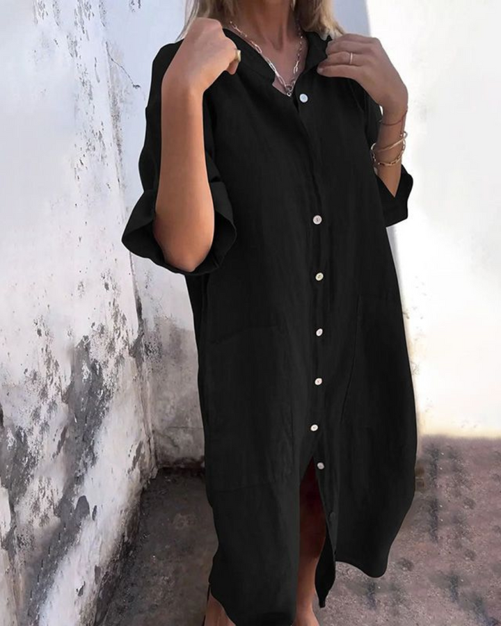 NAOMI - Ibiza Stil Lässiges Hemdkleid