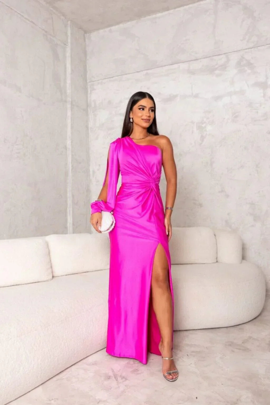 Isolde | Ein-Schulter Maxi Kleid mit Eleganter Spalte