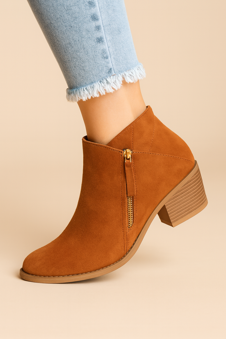 Orthopädische Stiefeletten für Damen mit Seitenreißverschluss und Blockabsatz