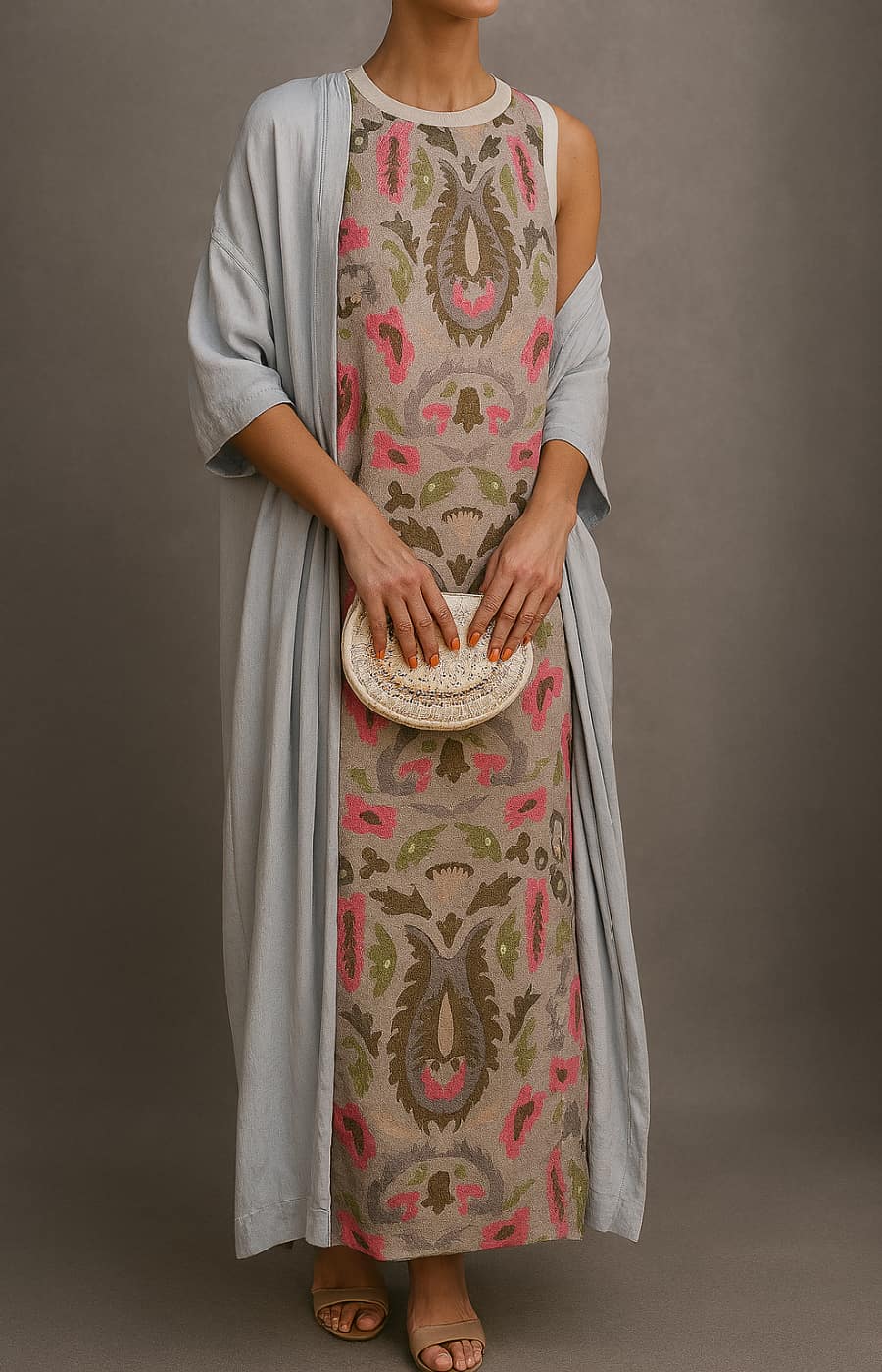 CORVALISSE - Elegantes Maxikleid mit passendem Schal