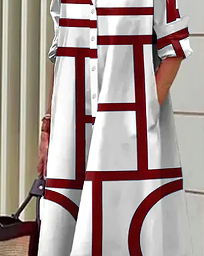 Elegantes Kleid mit geometrischem Muster für Frauen | Midi