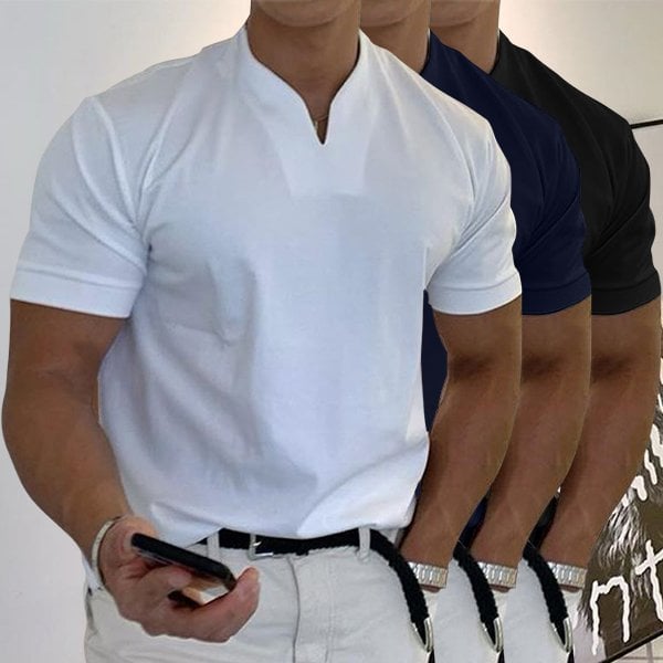 Herren Stehkragen Kurzarm Poloshirt
