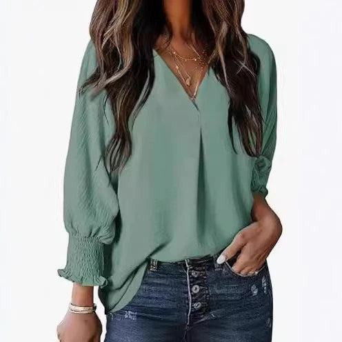Damen Bluse Kurzarm | V-Ausschnitt Sommer Bluse Elegant &amp; Casual