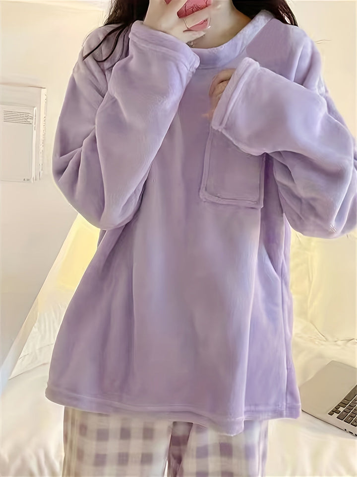 Lounge-Set Damen Zwei-Teilig Gemütliches Fleece Warm Pyjama Set Winter