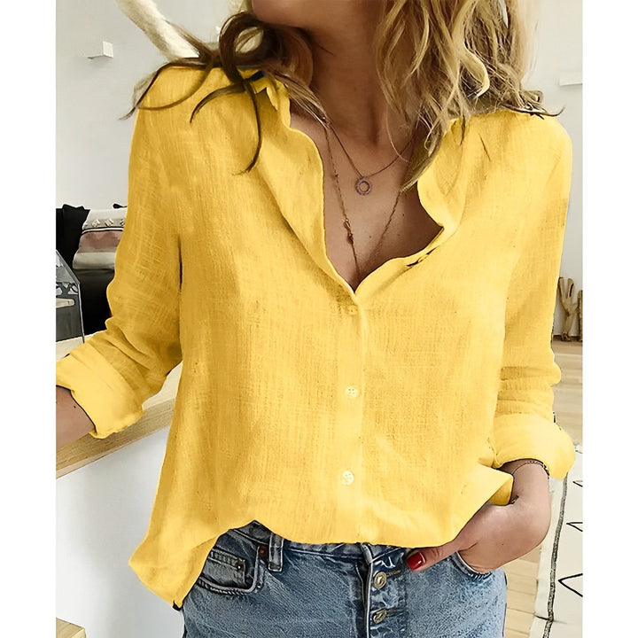 Damen Bluse Relaxed Fit Knopfverschluss Runder Hals Casual Sommer