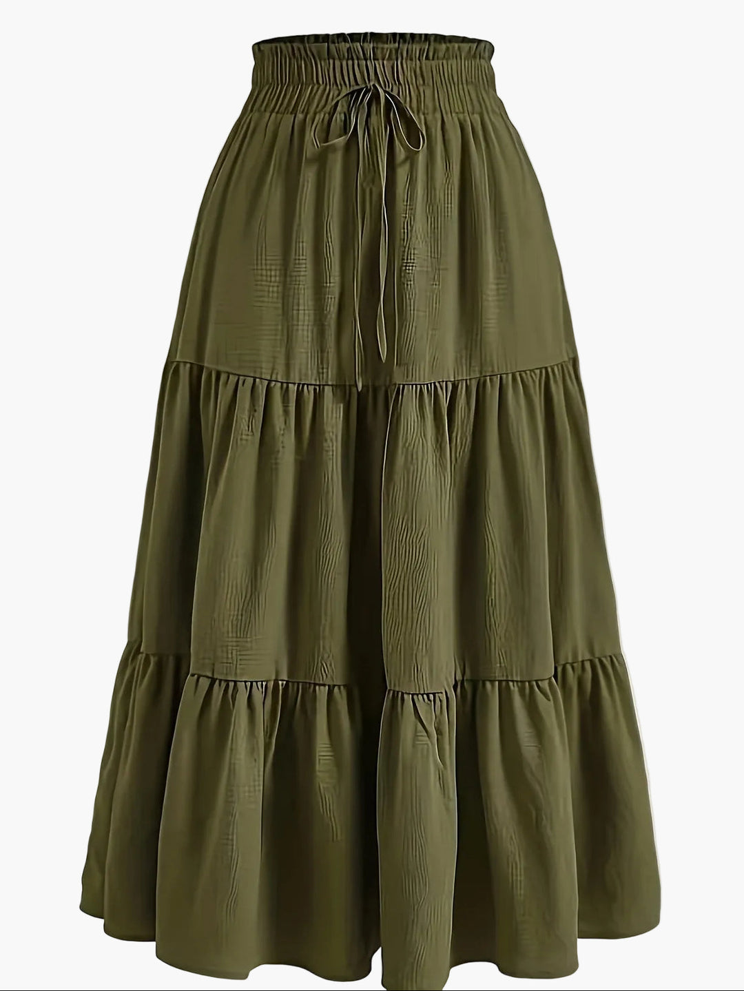 Damenrock mit Smockbund Eleganter Alltagsstil Midi Volantrock
