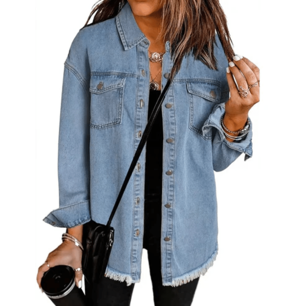 Ausgefranstes Übergroßes Hemd-Jacke