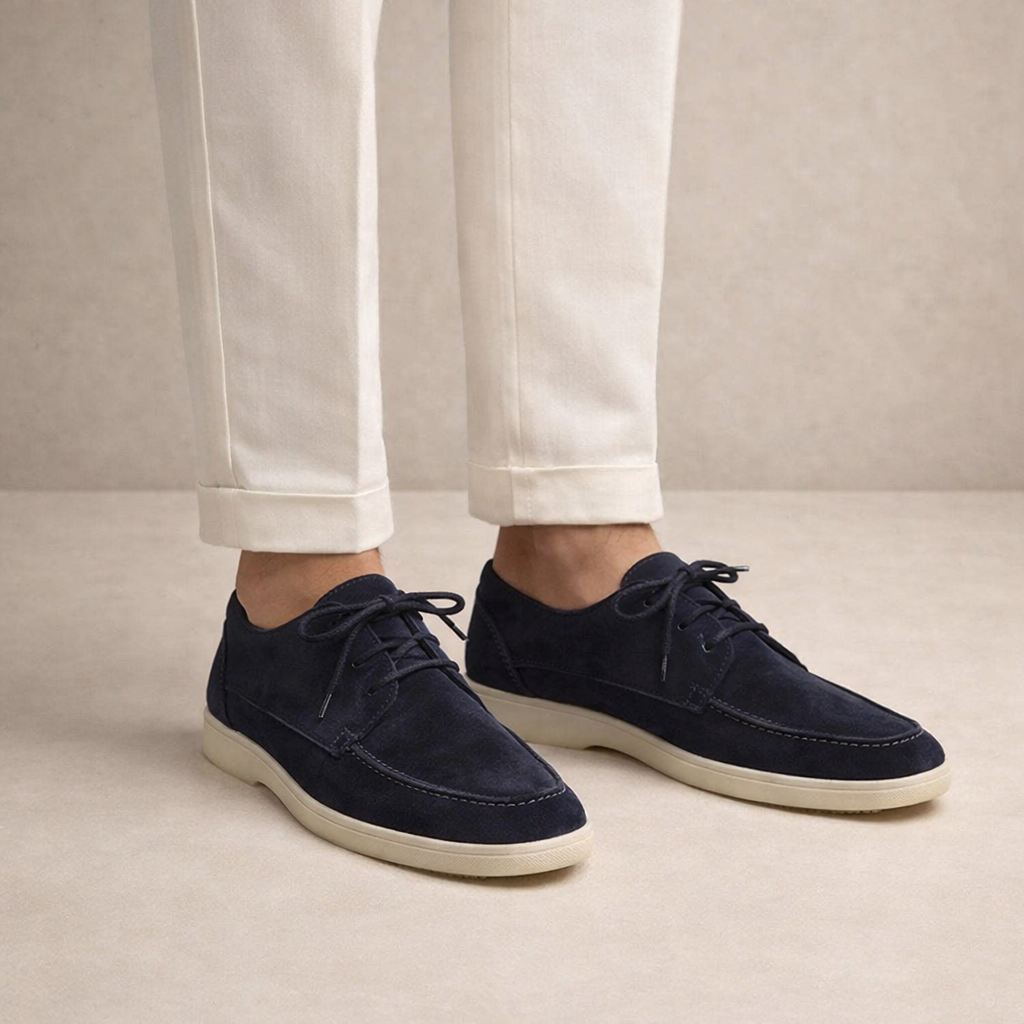 Loafers Wildleder Herren Regular Fit Leder Schnürung Geschlossene Spitze