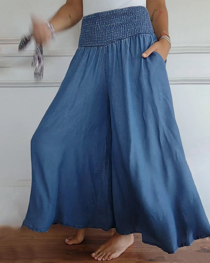 Damen Weite Hose Rock Eleganter Boho-Stil mit Hoher Taille und Weiten Beinen – Perfekt für Alltag und Urlaub