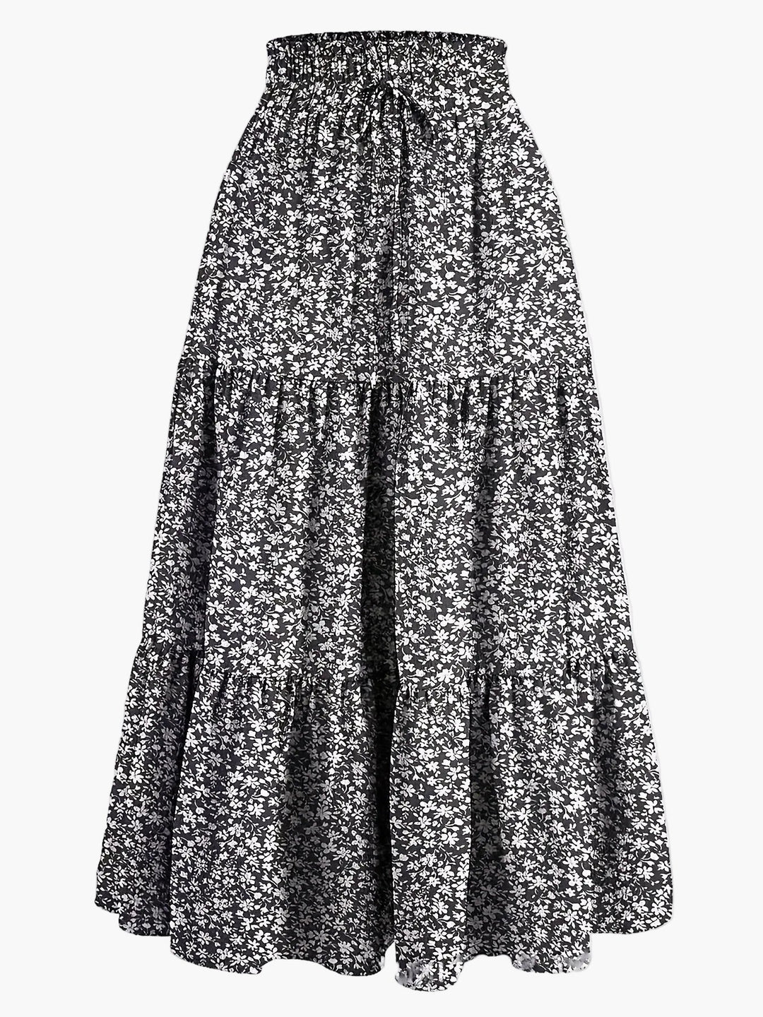 Damenrock mit Smockbund Eleganter Alltagsstil Midi Volantrock