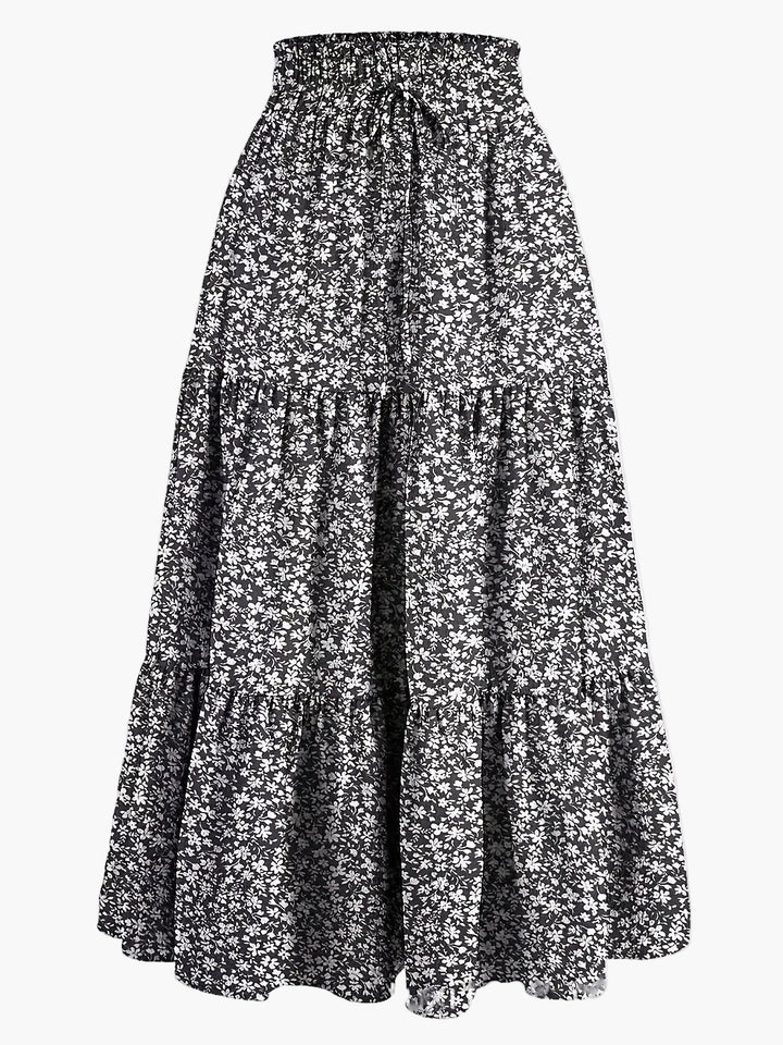 Damenrock mit Smockbund Eleganter Alltagsstil Midi Volantrock