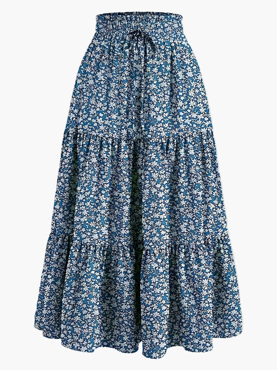 Damenrock mit Smockbund Eleganter Alltagsstil Midi Volantrock