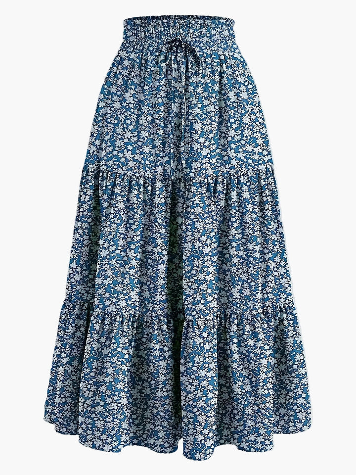 Damenrock mit Smockbund Eleganter Alltagsstil Midi Volantrock