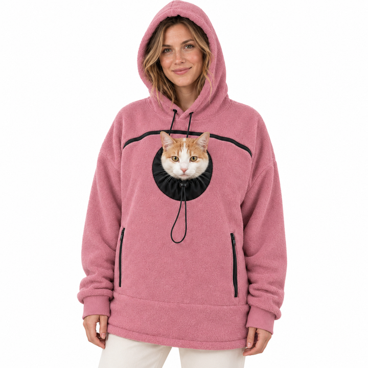 Corvina | Damen Sherpa Haustier Trage Hoodie mit Ausguck-Tasche