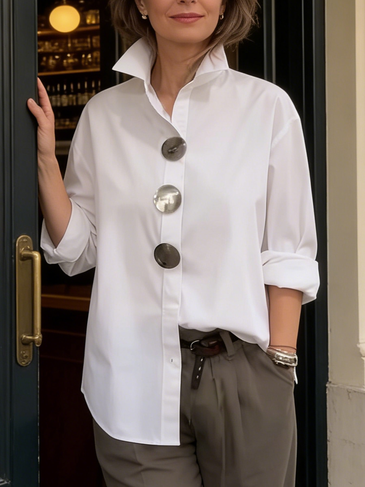Betty - Damen Oversized Hemd mit Knopfleiste und Kentkragen