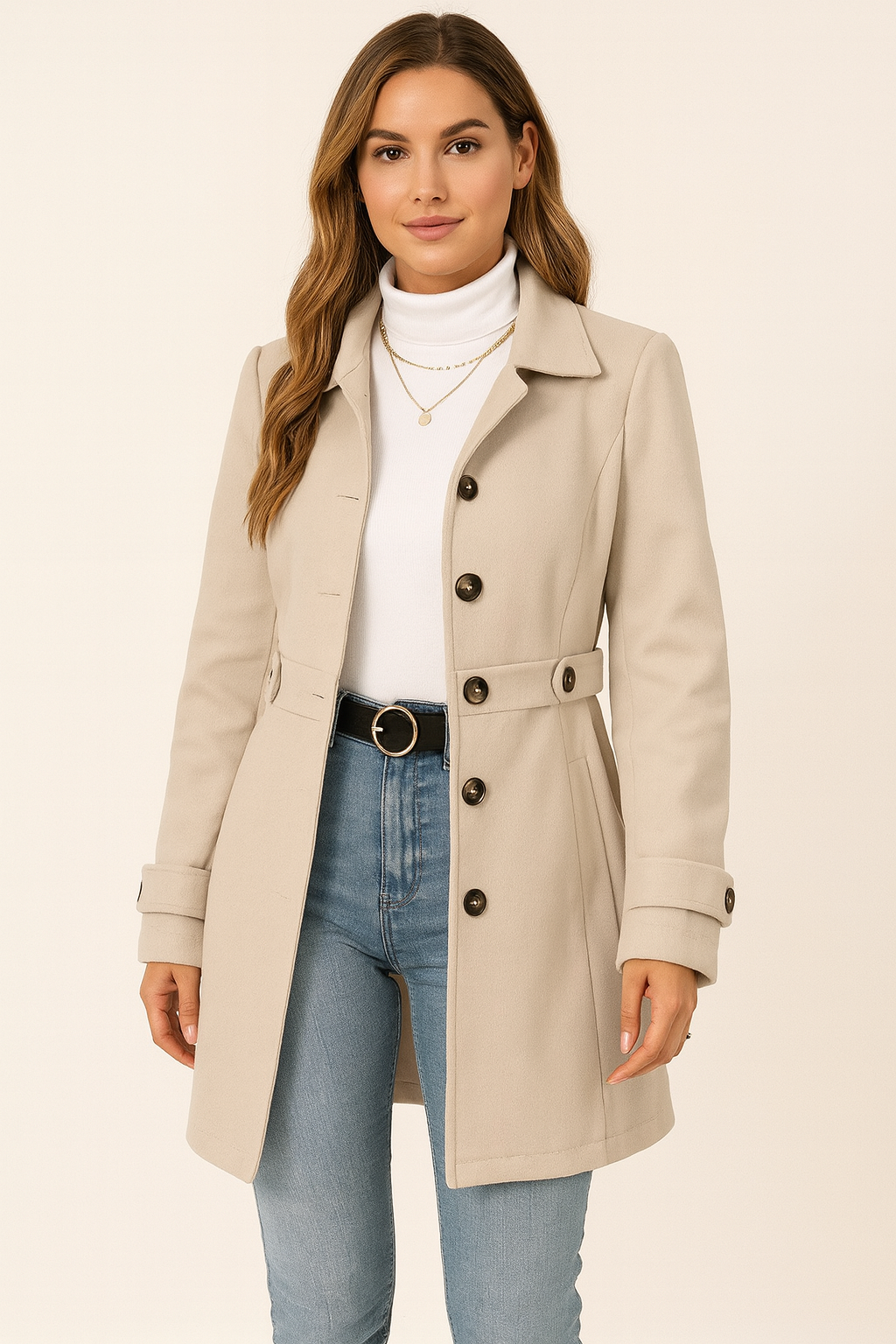 Herbst Damen Trenchcoat mit Taillengürtel für die Übergangszeit