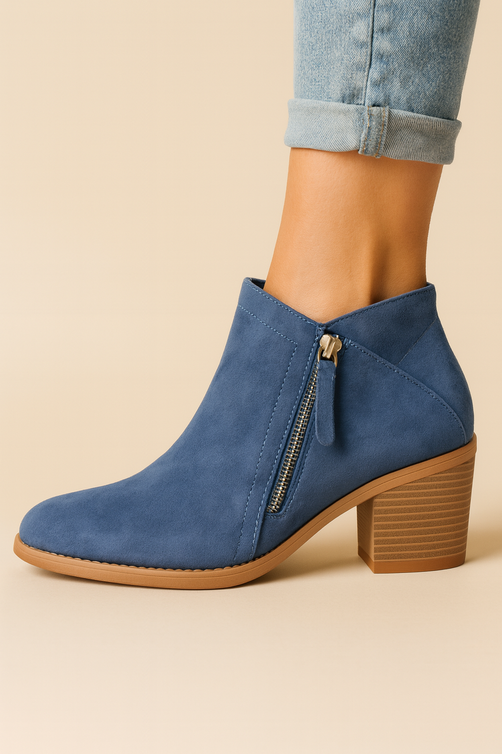 Orthopädische Stiefeletten für Damen mit Seitenreißverschluss und Blockabsatz