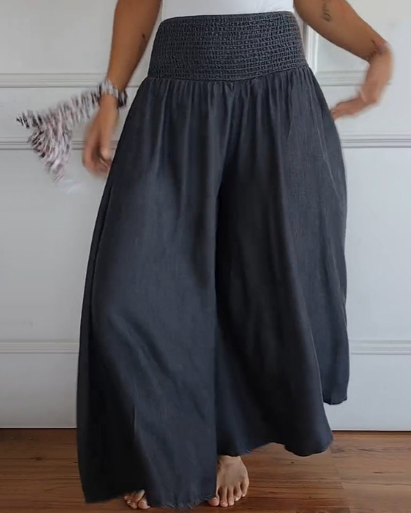 Damen Weite Hose Rock Eleganter Boho-Stil mit Hoher Taille und Weiten Beinen – Perfekt für Alltag und Urlaub
