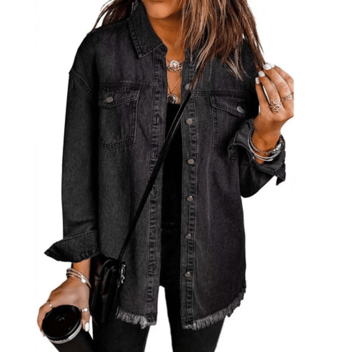 Ausgefranstes Übergroßes Hemd-Jacke