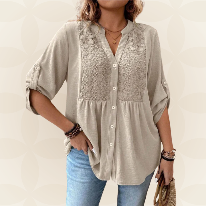 RENATE – Bluse Mit V Ausschnitt Und Knöpfen