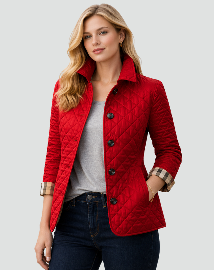 Übergangsjacke Damen Regular Fit Mit Steppung, Kragen und Knöpfen